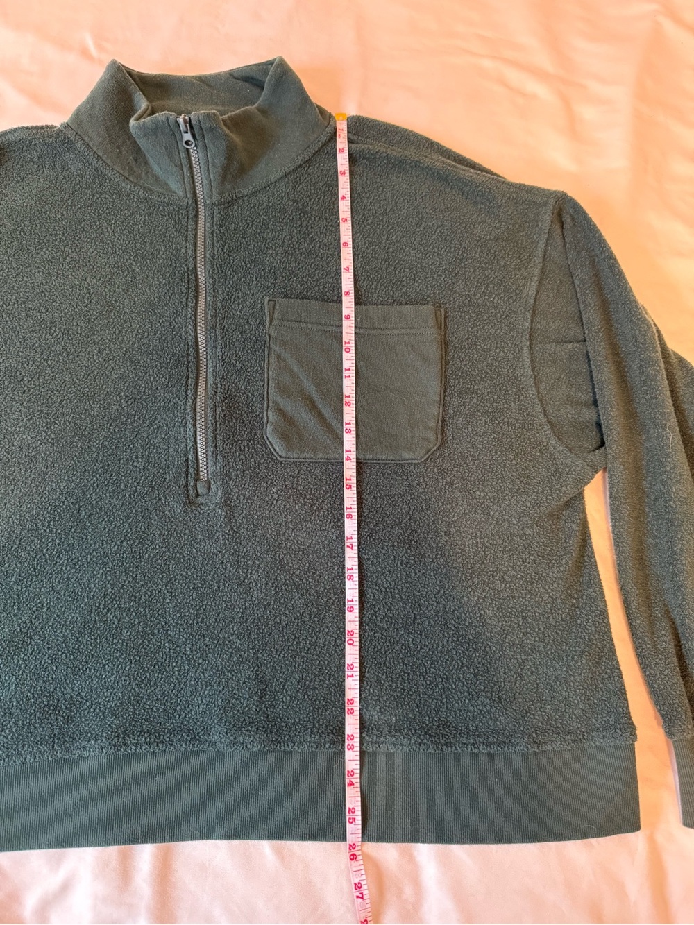 Aerie Sherpa Quarter Zip Pullover Women's Large Green Fleece Cozy - Picture 7 of 13